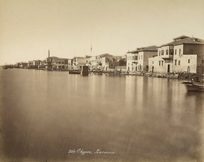 Uitzicht op de stad Larnaca, op Cyprus door Félix Bonfils