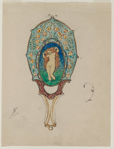 Ontwerp voor een handspiegel door Felix Bracquemond