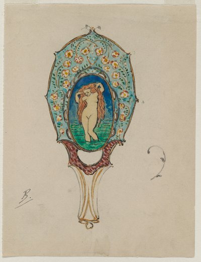 Ontwerp voor een handspiegel, ca. 1900-1902 door Felix Bracquemond