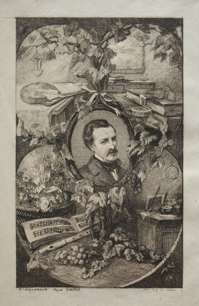 Frontispice voor Nieuwe Werken van Champfleury, De Vrienden van de Natuur: Portret van Champfleury door Felix Bracquemond