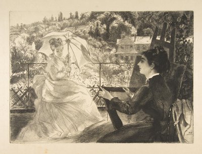La Terrasse de la Villa Brancas door Felix Bracquemond