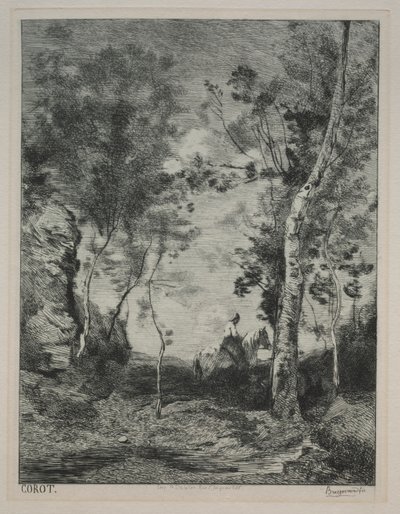 Landschap, of Het Witte Paard, naar Corot door Felix Bracquemond