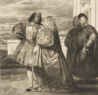 Venetiaanse Promenade, 1863 door Felix Bracquemond