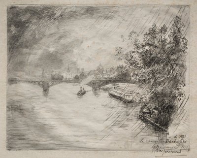Uitzicht op de brug van Saint-Pères door Felix Bracquemond