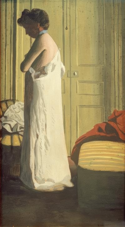 Vrouw die haar hemd uittrekt door Felix Edouard Vallotton