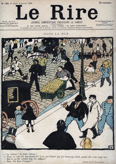 Op straat - Omslag van de krant “Le Rire”, van 6 januari 1898 tekening door Felix Vallotton door Felix Edouard Vallotton