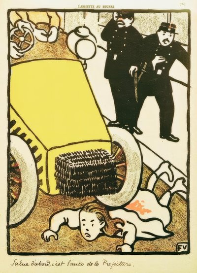 Groet eerst, het is de wagen van de prefectuur! door Felix Edouard Vallotton