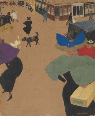 Straatscène in Parijs (Coin de rue à Paris) door Felix Edouard Vallotton