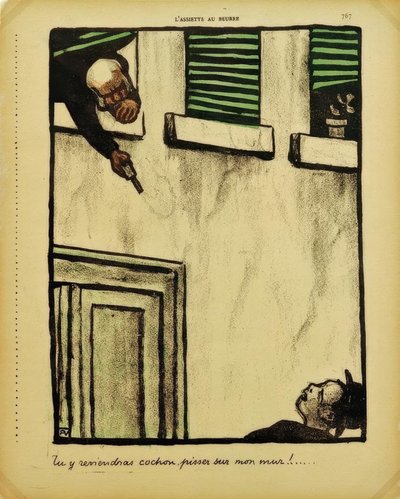 Je komt terug, varken, om tegen mijn muur te plassen door Felix Edouard Vallotton