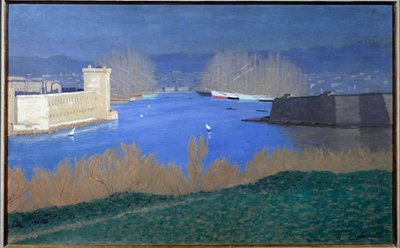Uitzicht op de haven van Marseille door Felix Edouard Vallotton