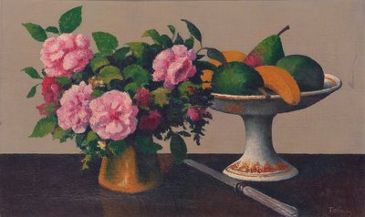 Stilleven met Bloemen en Fruit door Felix Elie Tobeen