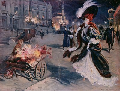 Parijs bij nacht in de Opera wijk, 1907 door Felix Fournery
