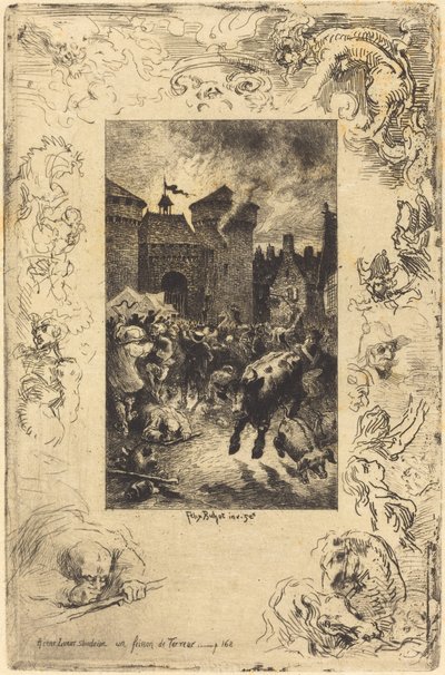 A cette lueur soudaine... In het plotselinge licht..., 1878 door Felix Hilaire Buhot