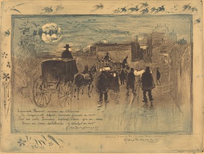 Begrafenisstoet op de Boulevard de Clichy, 1887 door Felix Hilaire Buhot