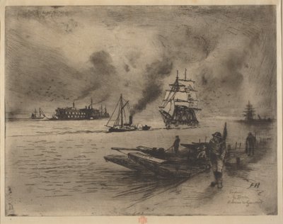 Omgeving van Gravesend, 1883 door Felix Hilaire Buhot