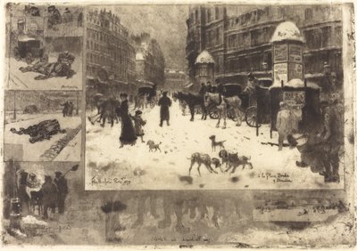 Winter in Parijs door Felix Hilaire Buhot