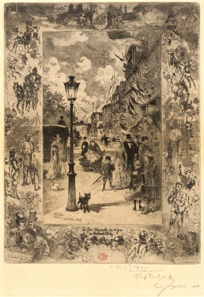 La Fête nationale op Boulevard Clichy, 1878 door Felix Hilaire Buhot