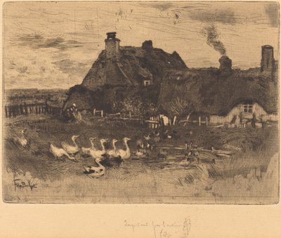De Kleine Rieten Huisjes door Felix Hilaire Buhot