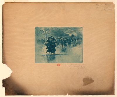 Regenachtige straat door Felix Hilaire Buhot