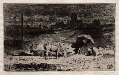 De ezels op de heuvel van de Cailles, ca. 1875 door Felix Hilaire Buhot