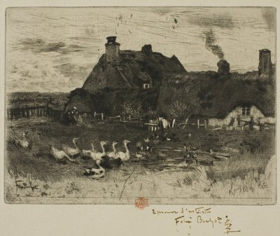 De kleine rieten huisjes door Felix Hilaire Buhot