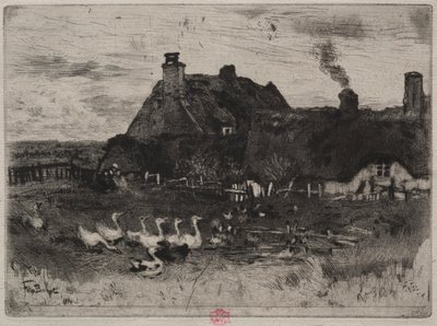 De Kleine Rieten Huisjes door Felix Hilaire Buhot