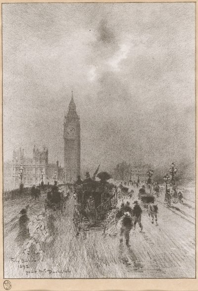 De Victoria-klokkentoren Londen, 1892 door Felix Hilaire Buhot