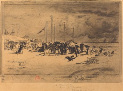 Een storm in Trouville door Felix Hilaire Buhot