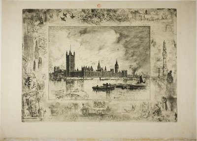 Paleis van Westminster door Felix Hilaire Buhot