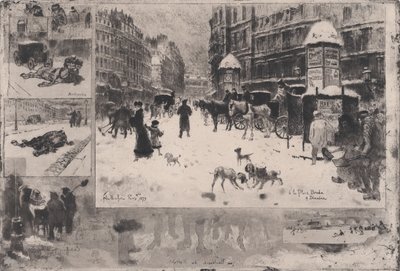 Winter in Parijs, of Sneeuw in Parijs, 1879 door Felix Hilaire Buhot
