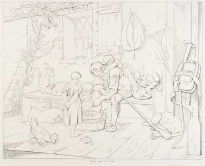 (Rip Van Winkle, illustratie) Rip Amusing Children door Felix Octavius Carr Darley