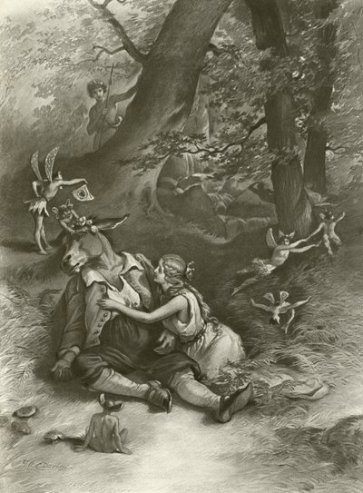 Een Midzomernachtsdroom. Act IV, Scene I door Felix Octavius Carr Darley