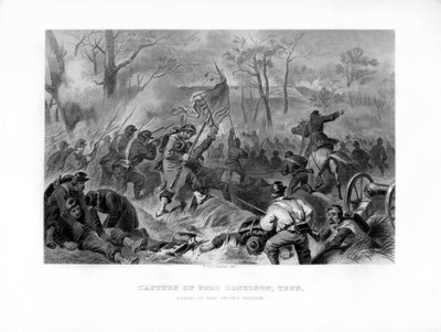 Aanval van Generaal Smiths divisie, verovering van Fort Donelson, Tennessee, 1862-1867 door Felix Octavius Carr Darley