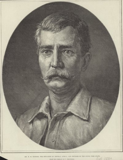 Henry Morton Stanley (gravure) door Felix Stone (after) Moscheles