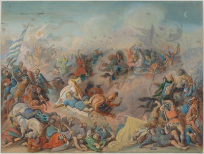 Dood van Hertog Luitpold in de Slag bij Pressburg 907 door Feodor (Theodor) Dietz