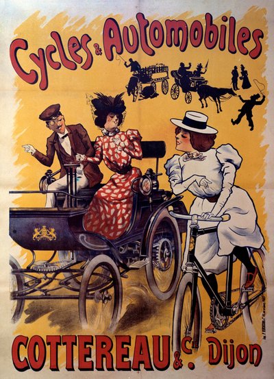 Affiche voor fietsen en auto