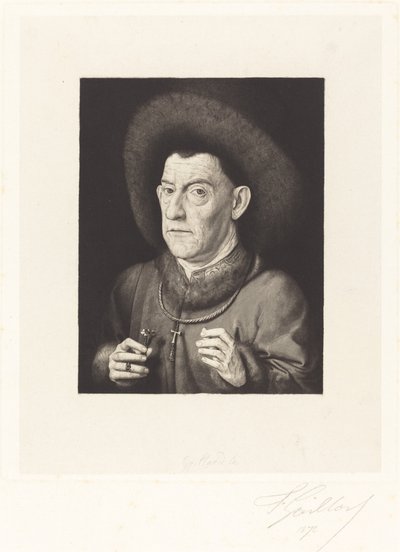 De man met de anjer door Ferdinand Gaillard after Jan van Eyck