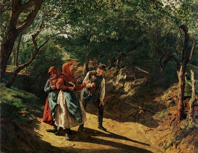 Ontmoeting in het bos door Ferdinand Georg Waldmuller