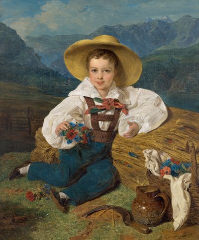 Graaf Demetrius Apraxin als kind voor een berglandschap door Ferdinand Georg Waldmuller