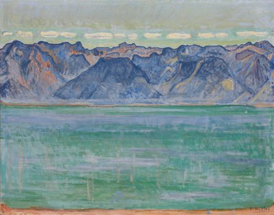 Meer van Genève met de Savoyse Alpen door Ferdinand Hodler