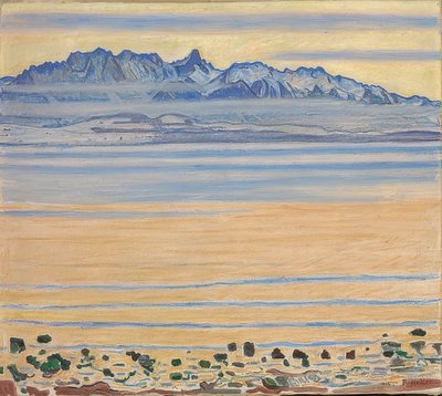 Thunersee met Stockhornketen door Ferdinand Hodler