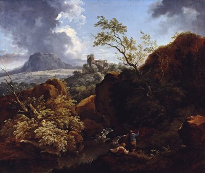 Landschap aan de Neckar door Ferdinand Kobell