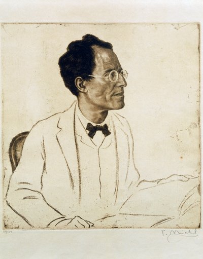 Portret van de Oostenrijkse componist en dirigent Gustav Mahler door Ferdinand Michl