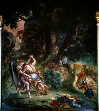Gevecht tussen Jacob en de Engel (detail) 1860: Schilderij door Eugene Delacroix (1798-1863) Kerk Saint Sulpice Parijs door Ferdinand Victor Eugene Delacroix