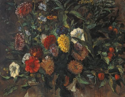Bloemstilleven, ca.1848 (olieverf op karton) door Ferdinand Victor Eugene Delacroix