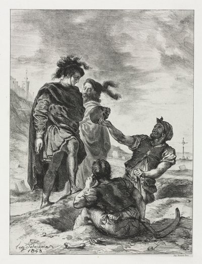 Hamlet: Hamlet en Horatio met de grafdelvers door Ferdinand Victor Eugene Delacroix