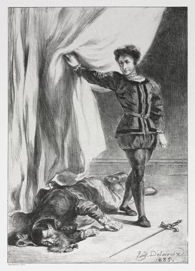 Hamlet: Hamlet en het Lijk van Polonius, 1835 door Ferdinand Victor Eugene Delacroix