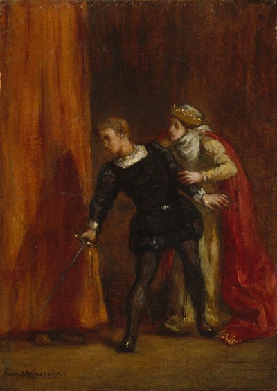 Hamlet en zijn moeder door Ferdinand Victor Eugene Delacroix