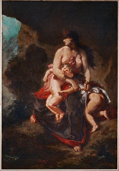 Medea furieuse - toornige Medea ... door Ferdinand Victor Eugene Delacroix
