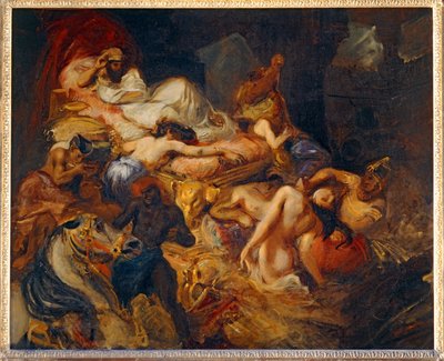 Mort de Sardanapale - De dood van Sardanapalus. 1826-1827. Schets voor 40-11-02/62 ... door Ferdinand Victor Eugene Delacroix